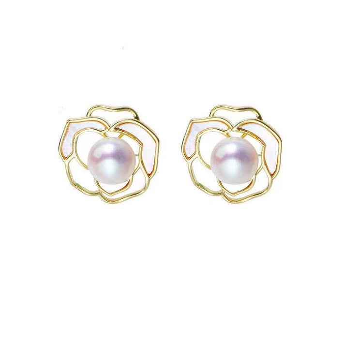 White Flower Gold - Earring