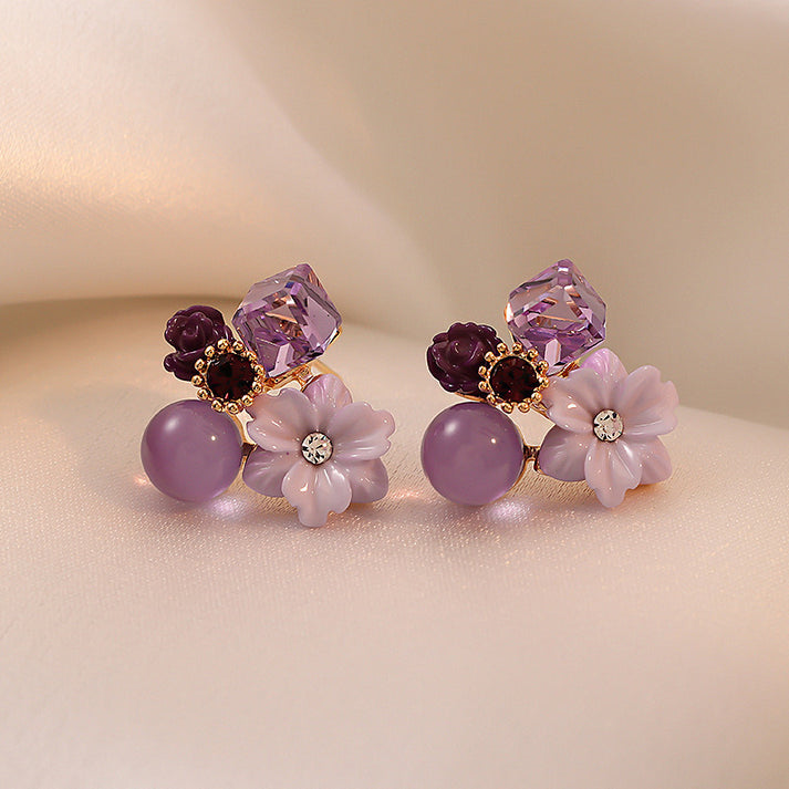 Purple Flowers - Earring